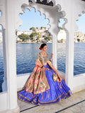 Blue Weaving Zari Work With Jacquard Silk (Paithani) Lehenga Choli