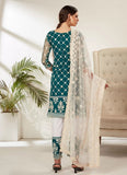 Heavy Butterfly Net Pakistani Embroidered Suit In Rama