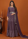 Heavy embroidered indian Gown For Women In Wine