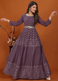 Heavy embroidered indian Gown For Women In Wine