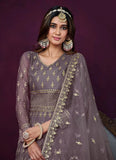 Heavy Embroidered Net Anarkali In Purple