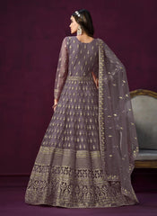 Heavy Embroidered Net Anarkali In Purple