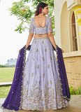 Charming Lavender Tissue Lehenga with Vibrant Contrast Dupatta