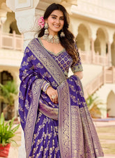 Regal Jade Blue Viscose Tissue Saree with Golden Weaving