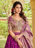 Deep Purple Embroidered Lehenga Choli with Dupatta