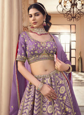 Regal Purple Bridal Lehenga with Bead & Thread Embroidery