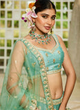 Gorgeous Seagreen Sequin Work Poly Chiffon Lehenga Choli For Sangeet Look With Dupatta