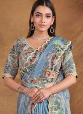 Elegant Satin Silk Saree with Belt for Party Wear