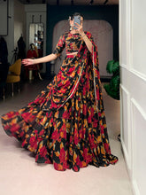 black floral printed lehenga choli