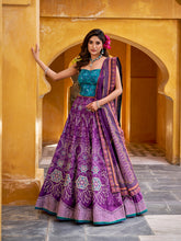 purple beads work lehenga with gotta patti