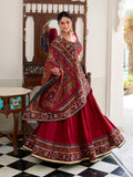 Red gamthi print tasar silk lehenga choli