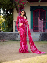 Elegant pink chiffon saree for evening parties