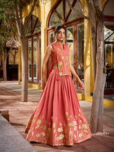 salmon shimmer lehenga choli