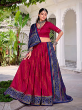 Pink bandhej lehenga with gotta patti lace