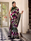 Green saree with temple lace border