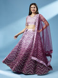 Indian Wedding Style Zig zag Sequin Work Lehenga Choli In Net
