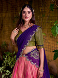 Georgette Embroidered Purple Dupatta