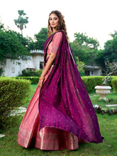 Salmon Color Zari Weaving Work Kanchipuram Wedding Lehenga Choli