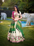 Cream embroidered lehenga choli with sequins