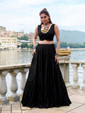 Black Color Gamthi Work With Cowrie Touch Up Rayon Co-Ord Set