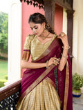 Chiku Color Weaving Work With Paithani Concept Cotton Silk Lehenga Choli