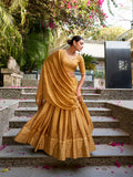 Mustard Color Plain With Zari Weaving Work Chanderi Lehenga Choli