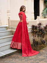Elegant Red Zari Weaving Chanderi Silk Wedding Lehenga Choli With Dupatta