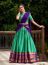 Bottle Green Lehenga Choli with Embroidered Dupatta