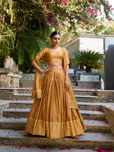Chanderi silk lehenga in mustard color