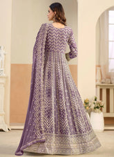 Pastel lavender Anarkali suit for elegant day events