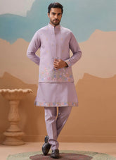 Lavender Kurta Koti Set for Men | Wedding & Festive Ethnic Wear