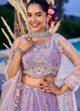 Lavender Satin Silk Lehenga with Cutwork Dupatta