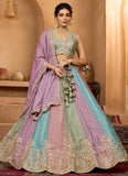 Lavender Multi Color Georgette Embroidered Fancy Lehenga Choli with Dupatta