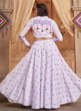 Lavender Navratri Special Cotton Embroidered Ghagra Choli