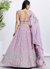 Lavender Pure chiffon Sequins And thread embroidered Engagemet Lehenga