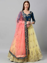 Lemon Net Semi stitched Zari and Mirror work Lehenga Choli