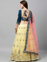Lemon Net Semi stitched Zari and Mirror work Lehenga Choli