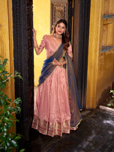Light pink dupion silk lehenga choli with zari border