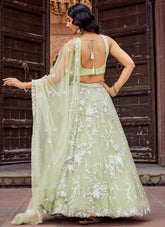 Bright lime green lehenga for haldi and day wedding