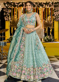 Elegant Lime Green Satin Silk Bridal Lehenga Choli with Dupatta