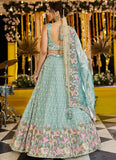 Lime Green Satin Silk Lehenga with Sequins and Embroidery Work