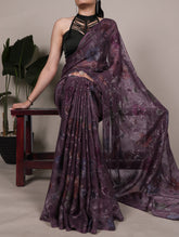 Party wear wine brasso saree for women