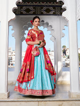 Sky Blue Weaving Zari Work With Jacquard Silk (Paithani) South Lehenga Choli