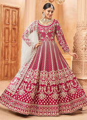 Maroon Art Silk Heavy Emboidered Anarkali Gown