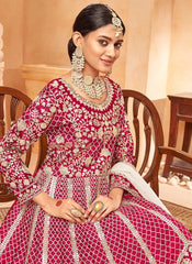 Maroon Art Silk Heavy Emboidered Anarkali Gown