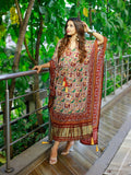 Maroon Color Bandhani Printed Pure Gaji Silk Kaftan
