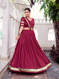 Maroon chanderi zari weaving lehenga choli
