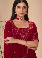 Maroon Georgette Designer Salwar Suit