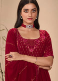 Maroon Georgette Designer Salwar Suit