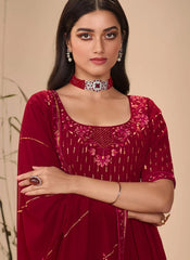 Maroon Georgette Designer Salwar Suit